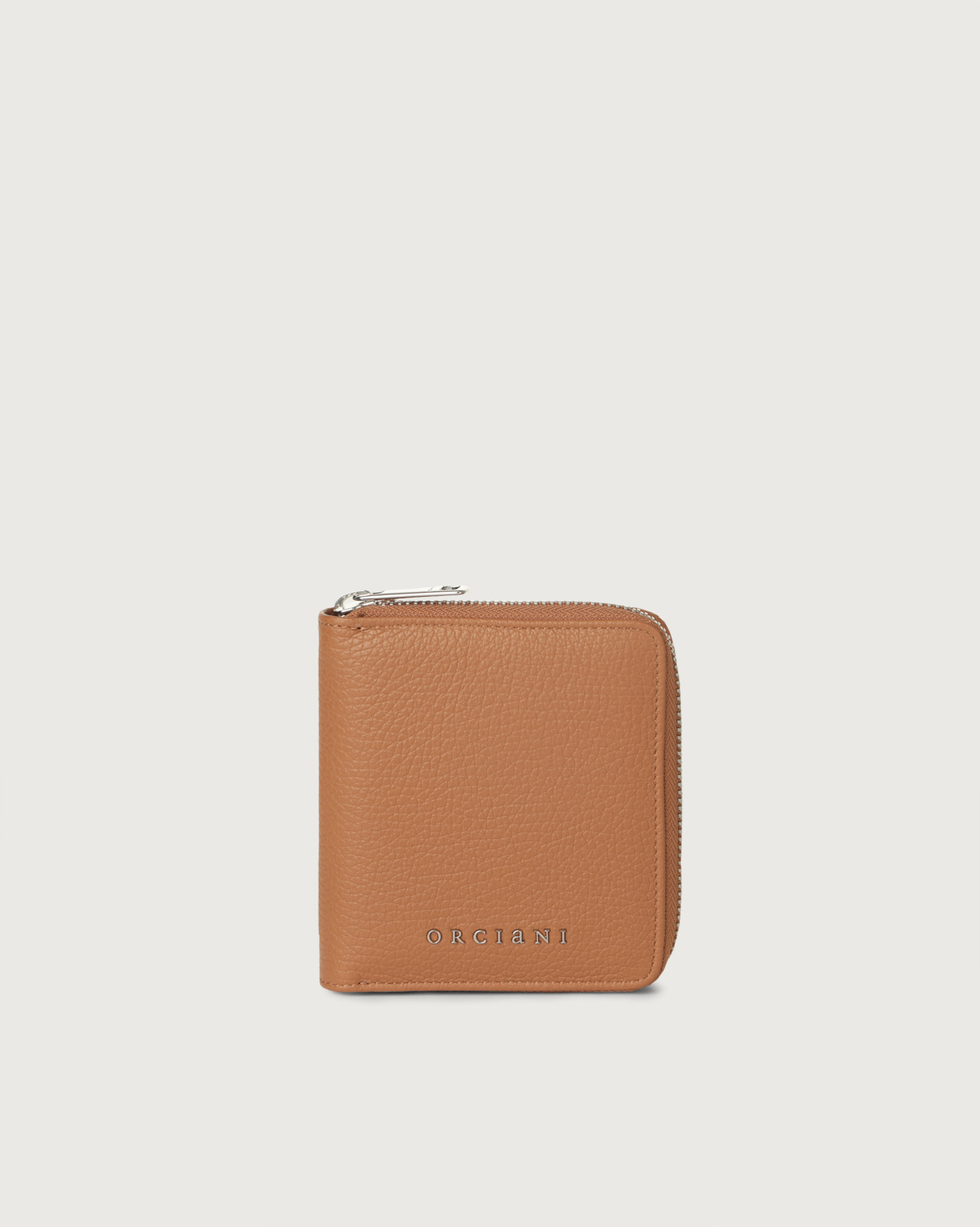 ORCIANI Micron small leather wallet with zip. , color Wood
