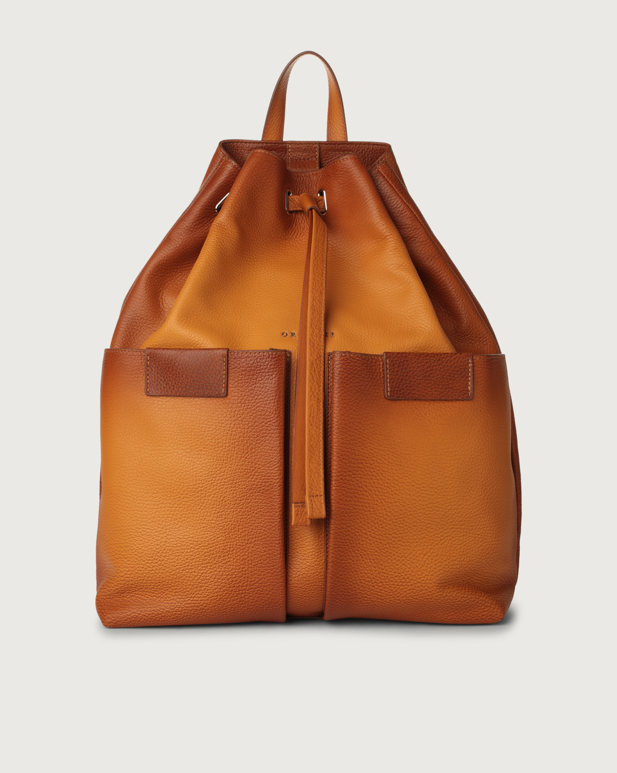 ORCIANI Micron Deep leather drawstring backpack. , color Ocher