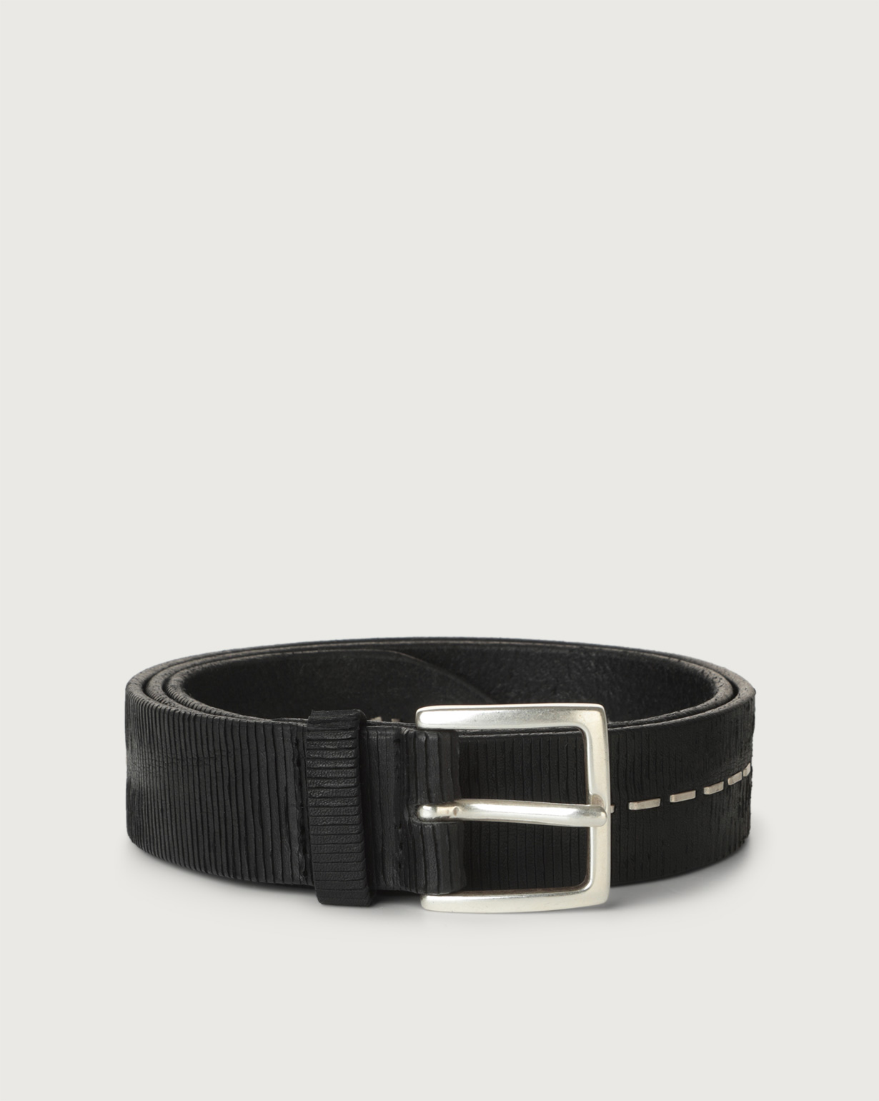 ORCIANI Blade leather belt with metallic clips. , color Black