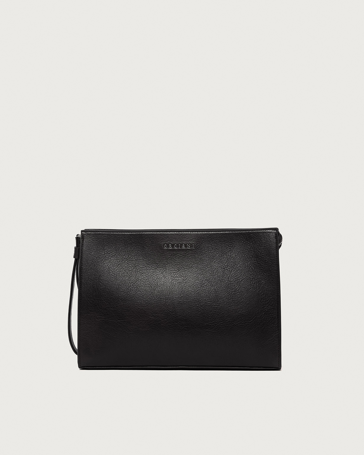 ORCIANI Lagoon leather Midi Pochette with wristband. , color Black