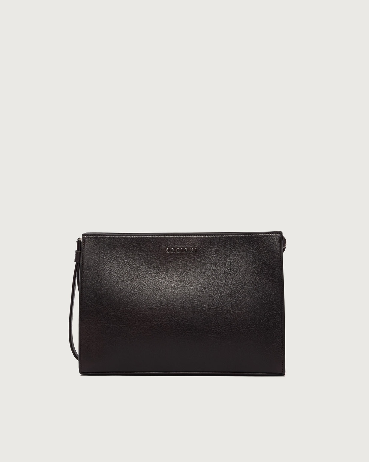 ORCIANI Lagoon leather Midi Pochette with wristband. , color Dark