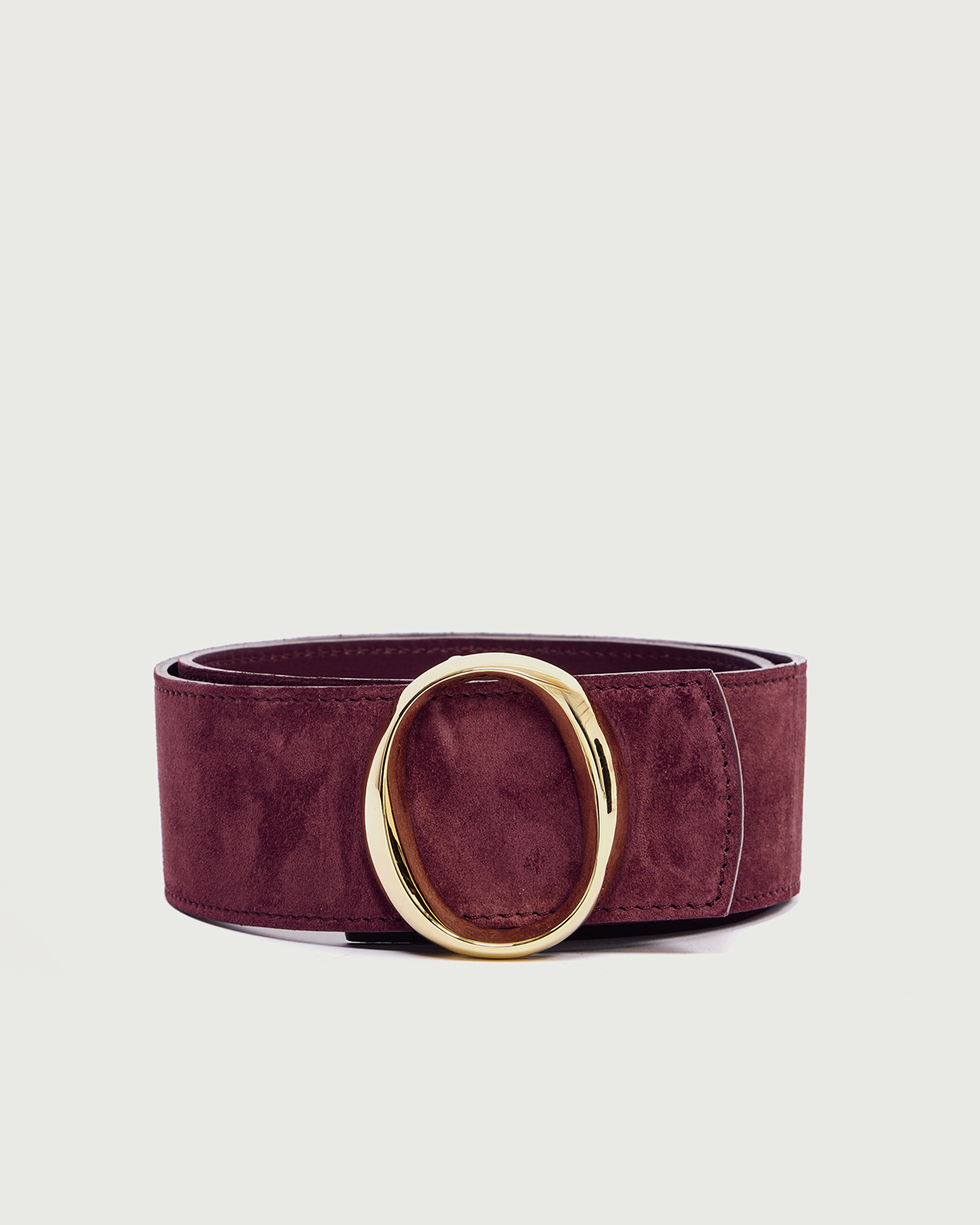 ORCIANI Peach Double leather belt 5,5 cm. , color bordeaux