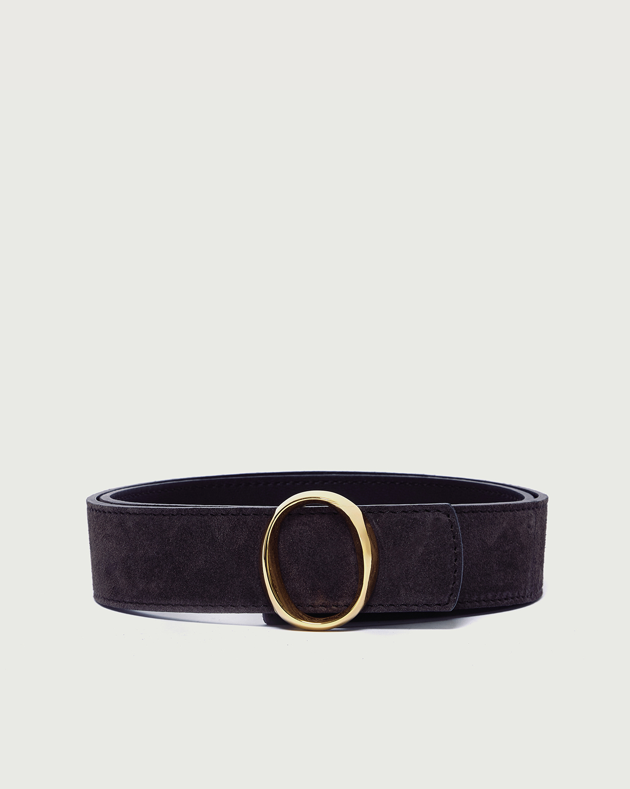 ORCIANI | Peach Double leather belt 3,5 cm. color chocolate