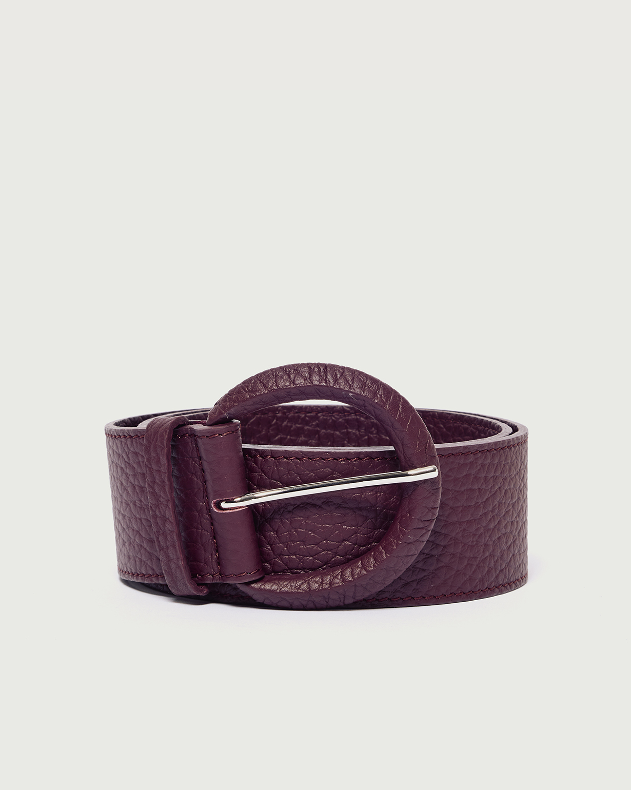ORCIANI Soft covered buckle leather belt 5 cm. , color Bordeaux
