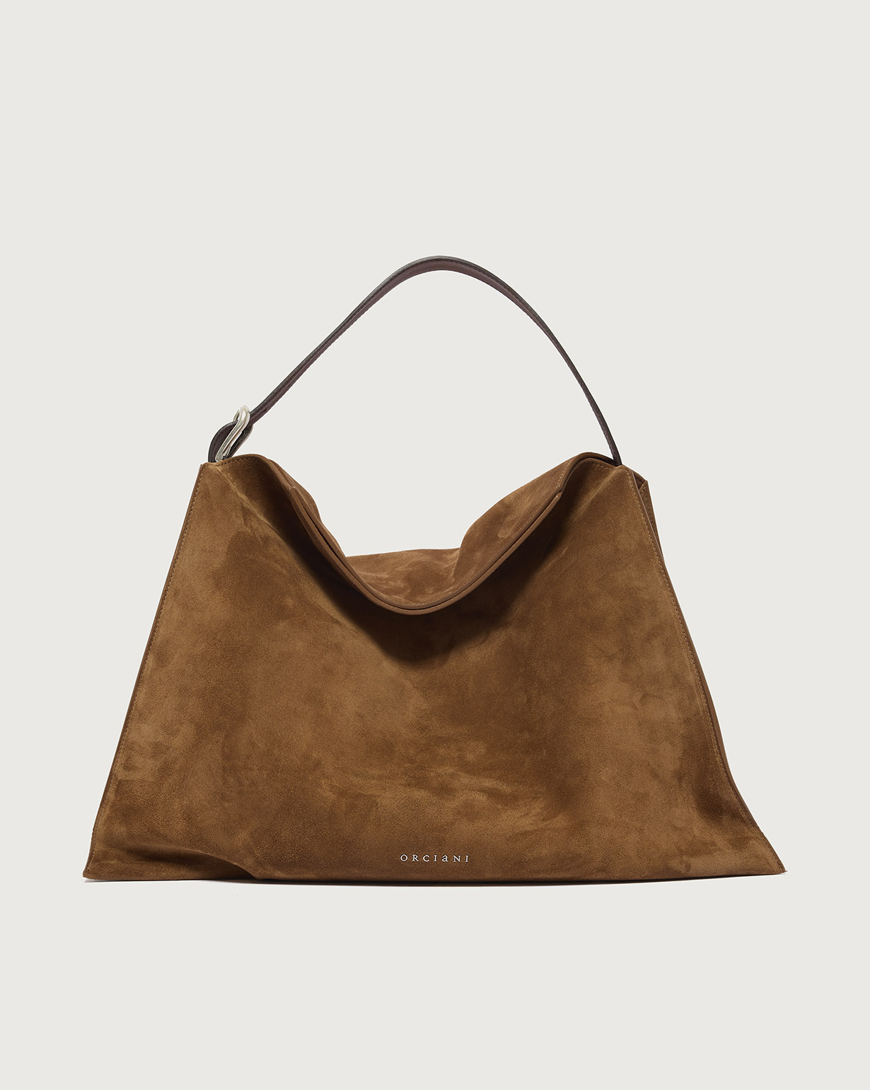 セントポーリア Orciani Borsa Trinity Peach Large a spalla in suede e cuoio