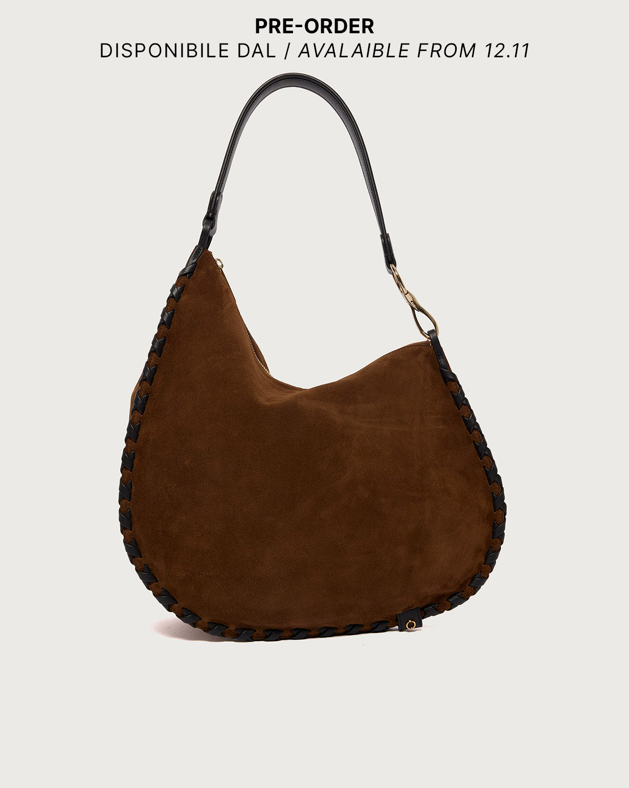ORCIANI Chaos Peach Cross Midi suede leather shoulder bag with