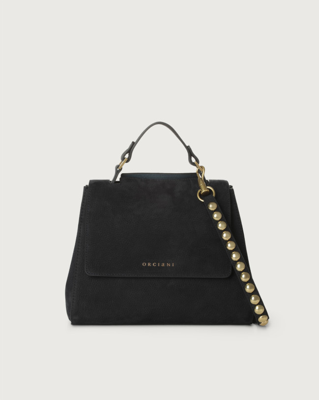 Orciani Borsa Sveva Nabucco Ball piccola in pelle con tracolla Nubuck NOTTE