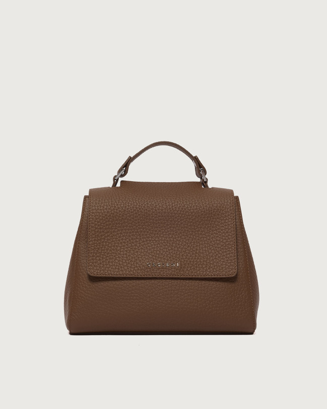 Orciani Borsa Sveva Soft Piccola a mano in pelle con tracolla Pelle martellata COCOA