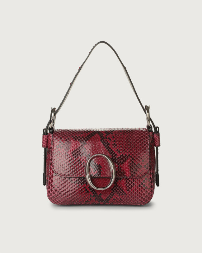 Orciani Mini bag Soho Diamond in pelle con tracolla Pitone RUBINO