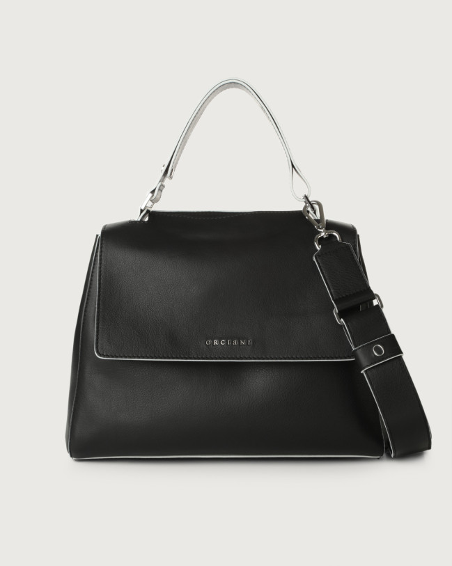 Orciani Borsa Sveva Black & White Media in pelle con tracolla Pelle NERO