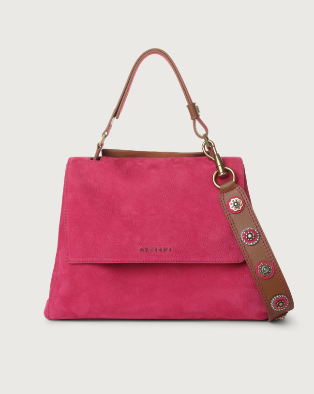 Orciani Borsa Sveva Media Nabucco Tan in nubuck a spalla con tracolla Nubuck, Pelle FUCSIA