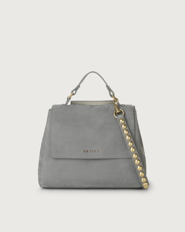 Orciani Borsa Sveva Nabucco Ball piccola in pelle con tracolla Nubuck GRIGIO