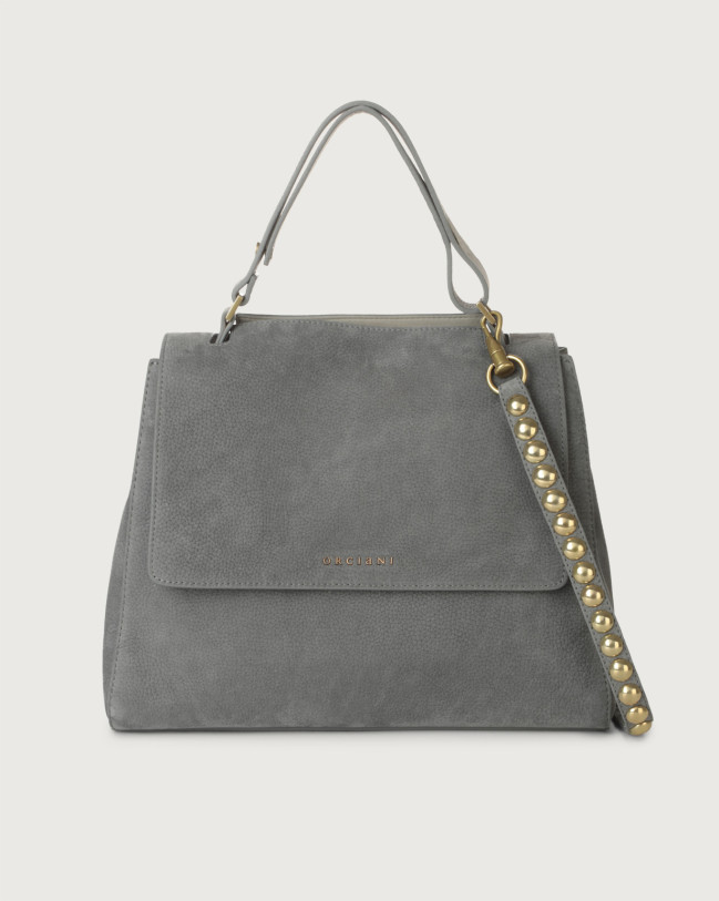 Orciani Borsa Nabucco Ball Media in pelle con tracolla Nubuck GRIGIO
