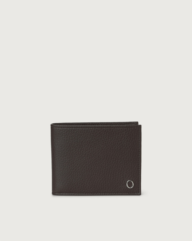 Orciani Micron Bicolor leather wallet Pelle martellata EBANO
