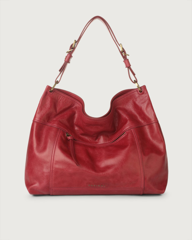 Orciani Borsa a spalla Handy Notturno in pelle Pelle RUBINO
