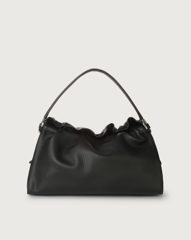 Orciani Borsa a spalla PUFFY Soft con tracolla Pelle martellata NERO