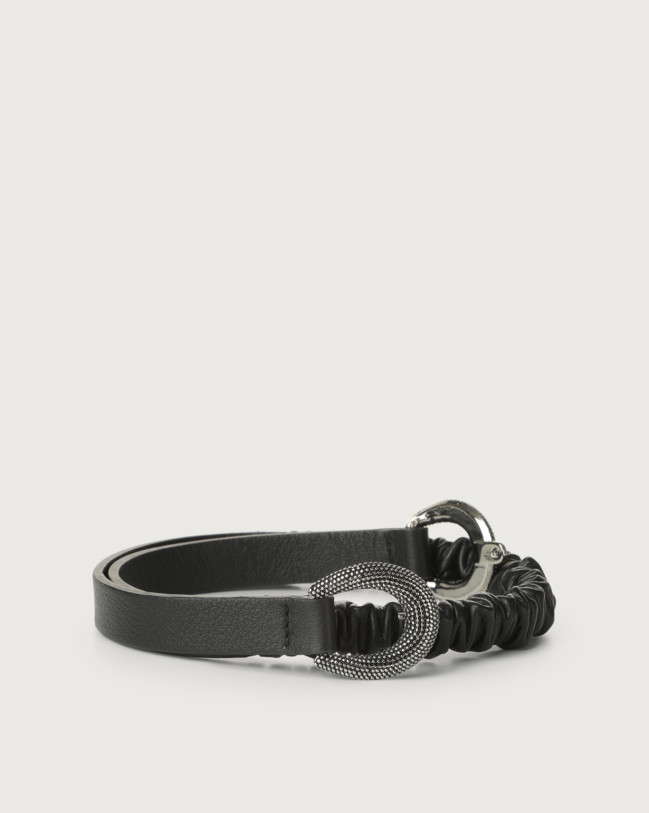 Orciani Cintura Black Out in vitello liscio con fibbia ad incastro 1,5 cm Cuoio NERO