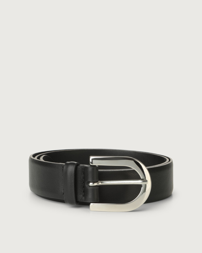 Orciani Cintura Black out in vitello liscio 3,5 cm Cuoio NERO