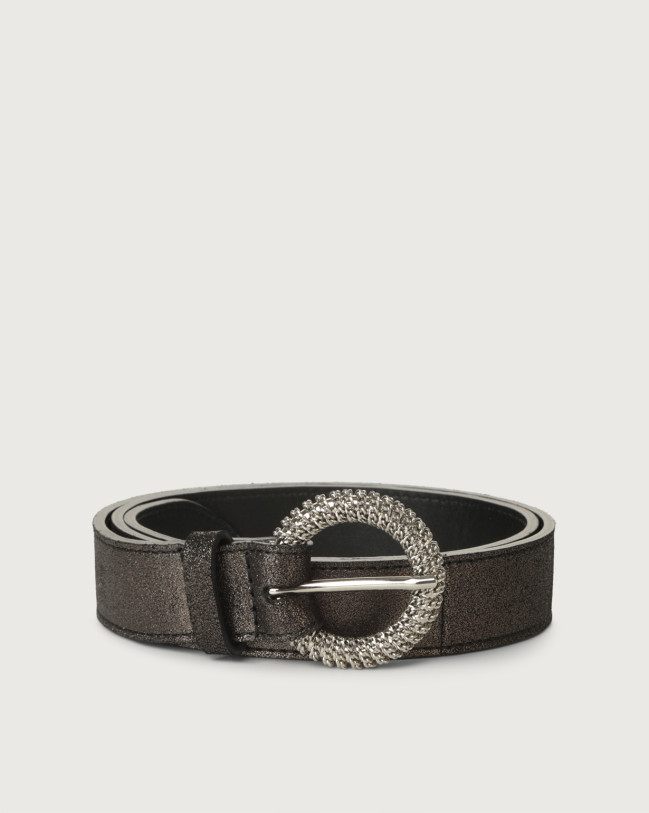 Orciani Cintura Midnight in suede metallizzato 3 cm Cuoio DUSK