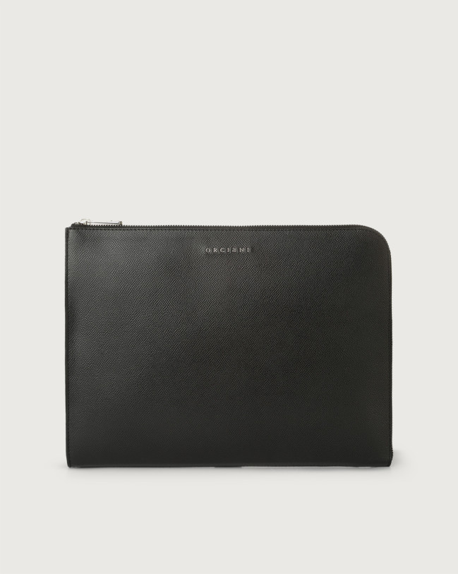 Orciani Pochette slim Timeless in pelle palmellata Pelle NERO