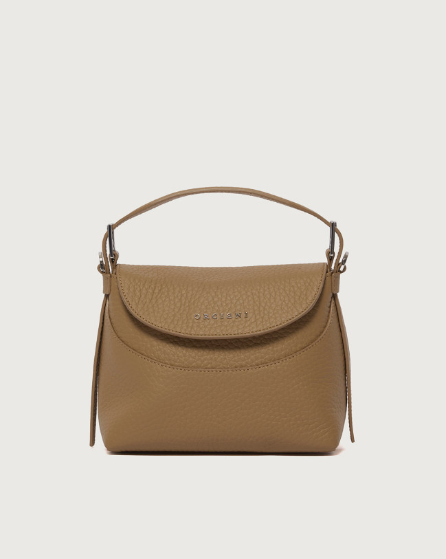 Orciani Borsa Nana Soft Small a mano in pelle con tracolla Pelle martellata BISCOTTO