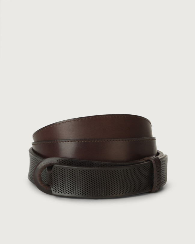 Orciani Cintura Nobuckle Bull Soft in cuoio traforato Cuoio T.MORO