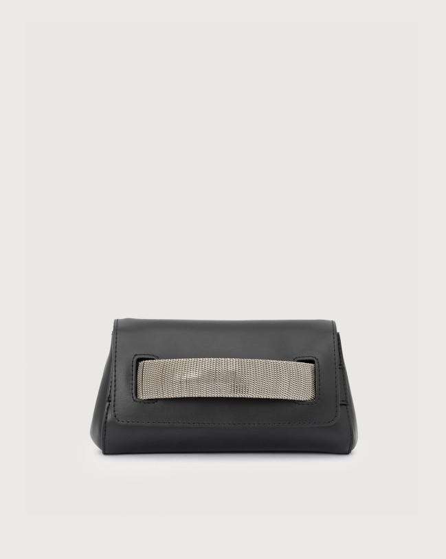 Orciani Clutch Gossip Alba Chain in pelle Pelle liscia NERO