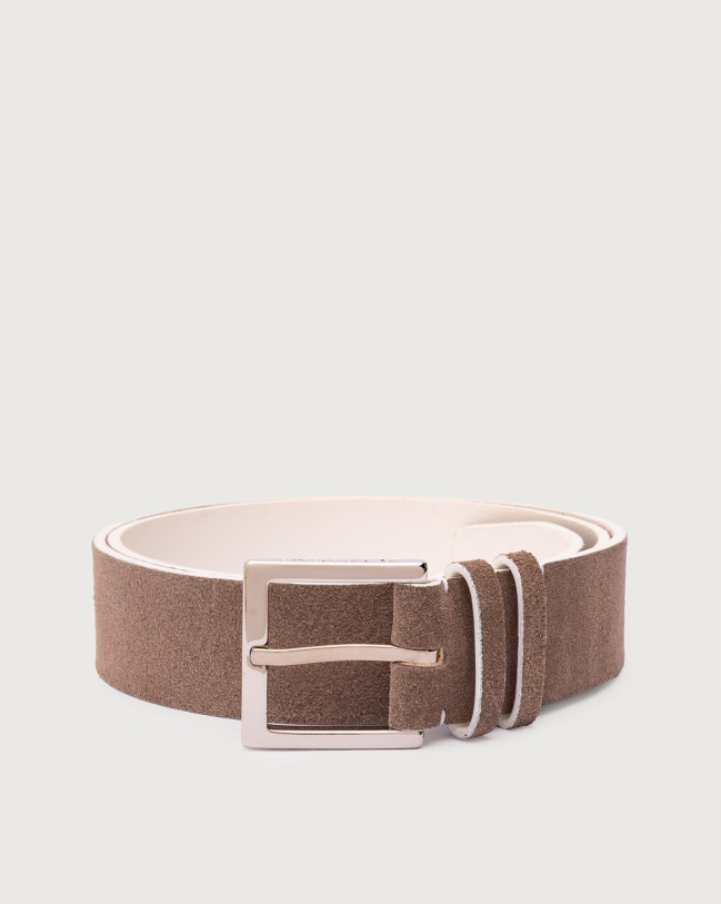 Orciani Cintura classica Amalfi in suede 3,5 cm Pelle scamosciata FANGO