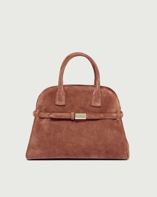 Orciani Borsa Aura Peach Midi a mano in suede con tracolla Camoscio TERRA DI SIENA