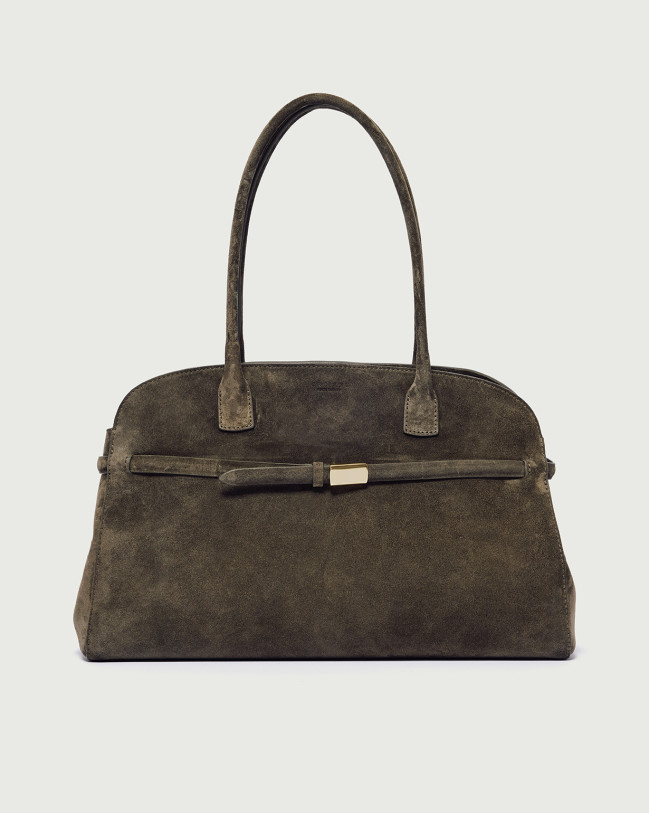 Orciani Borsa Aura Peach Large a spalla in suede con tracolla Pelle scamosciata BOSCO