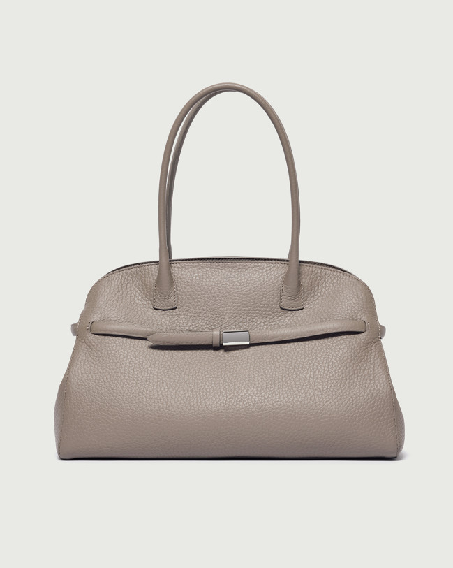 Orciani Borsa Aura Soft Large a spalla in pelle martellata con tracolla Pelle martellata TAUPE