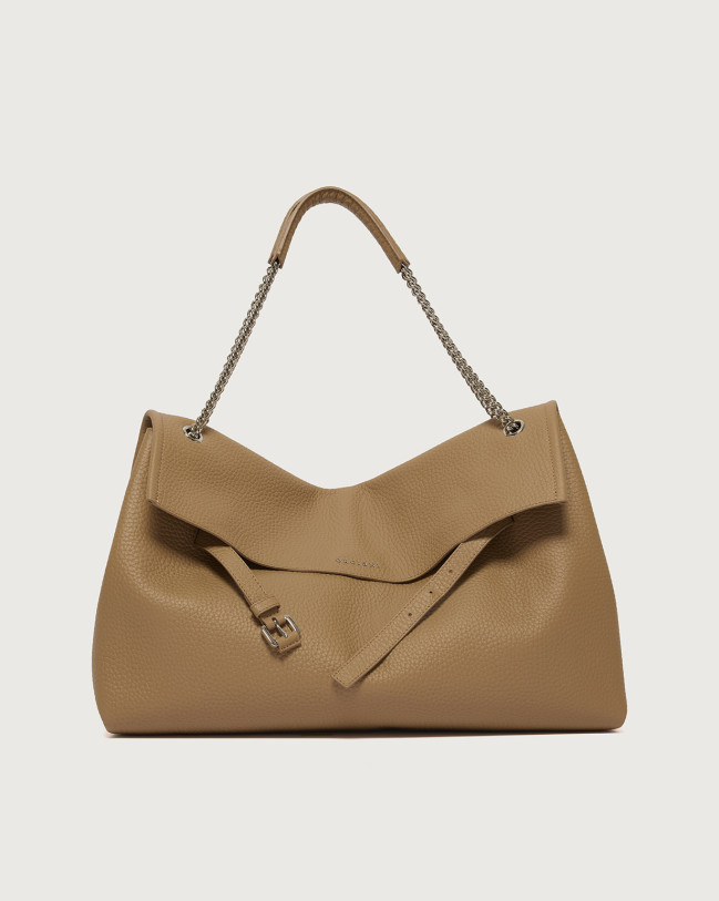 Orciani Borsa Venus Soft Large a spalla in pelle martellata Pelle martellata BISCOTTO