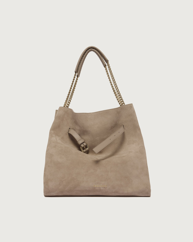 Orciani Borsa Venus Hobo Peach a spalla in suede Pelle scamosciata SABBIA