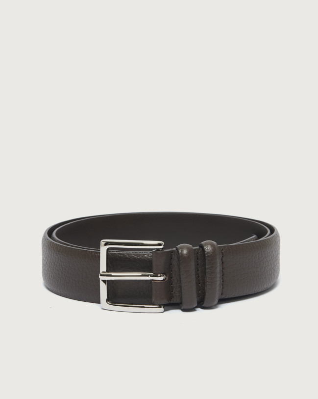Orciani Cintura classica Dollaro in pelle 3,5 cm Pelle martellata EBANO