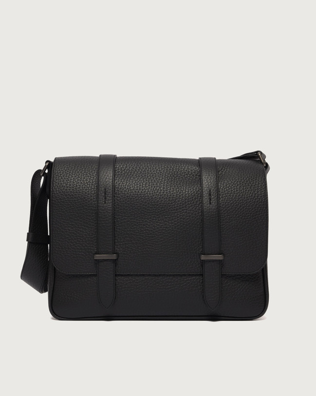 Orciani Borsa messenger Jones MIdi Soft in pelle Pelle martellata NERO