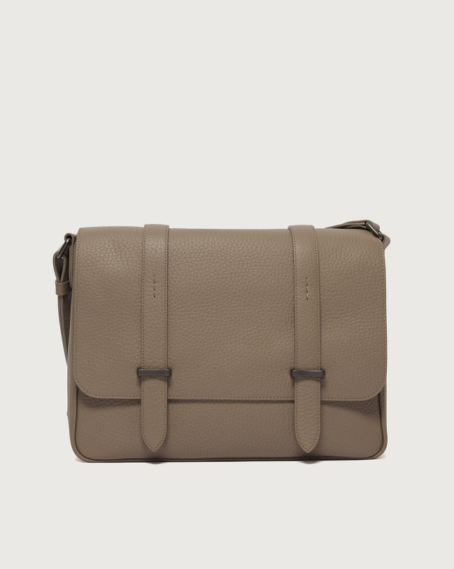 Orciani Borsa messenger Jones MIdi Soft in pelle Pelle martellata TAUPE
