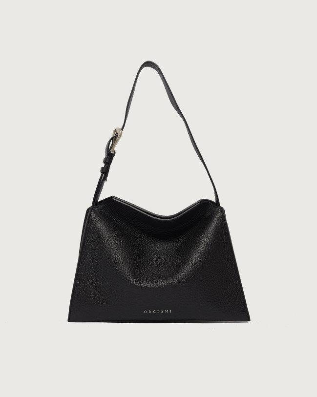 Orciani Borsa Trinity Soft Small a spalla in pelle martellata Pelle martellata NERO