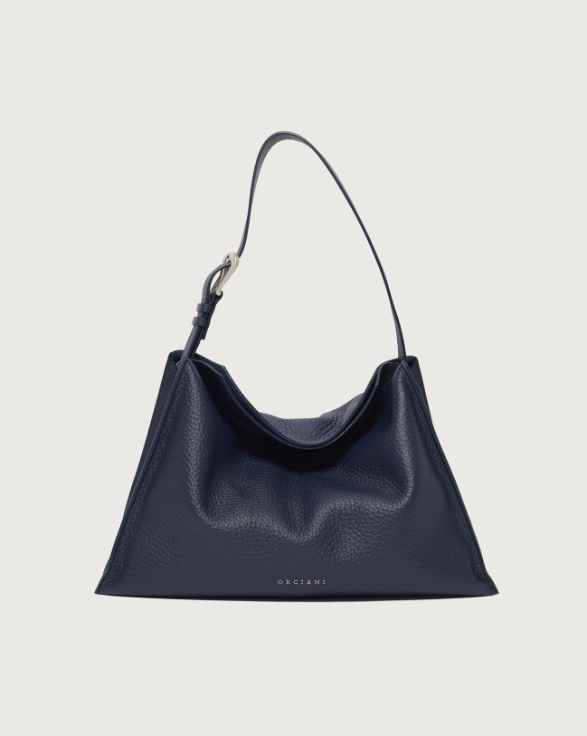 Orciani Borsa Trinity Soft Midi a spalla in pelle martellata Pelle martellata NAVY