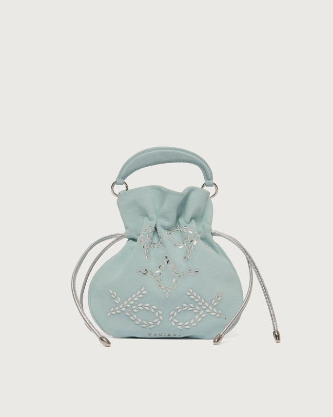 Orciani Mini bag Juice Peach Gem in suede Pelle scamosciata ACQUA