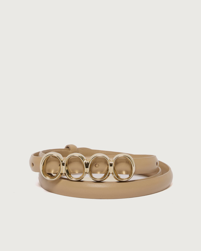 Orciani Cintura Multi Iconic O Alba in pelle 1 cm Pelle liscia BISCOTTO