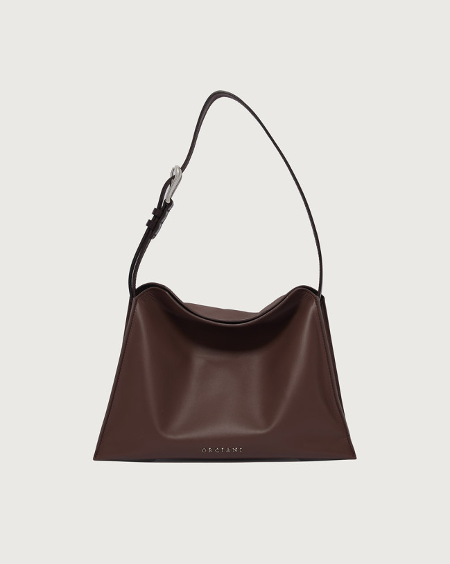 Orciani Borsa Trinity Jungle Small a spalla in nappa e cuoio Pelle liscia COCOA