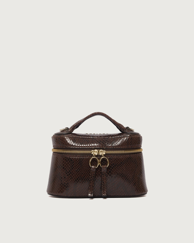 Orciani Mini bag Joy Exotic in pelle effetto pitone Pelle stampata CAFFE'