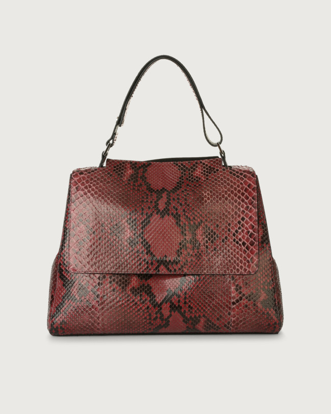 Orciani Borsa a spalla media Sveva Diamond in pitone con tracolla colore ROSA