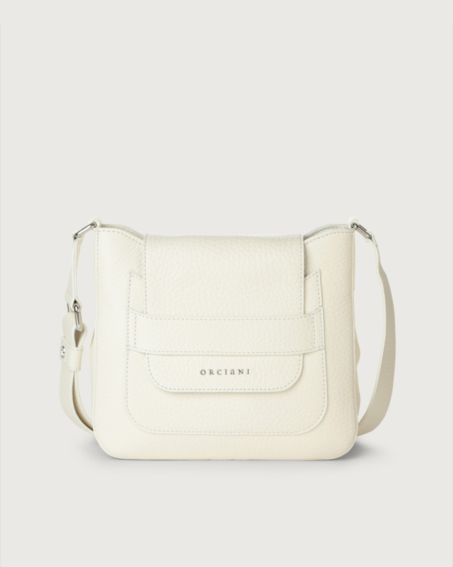 Orciani Borsa Dama Soft Midi in pelle con tracolla Pelle martellata BIANCO