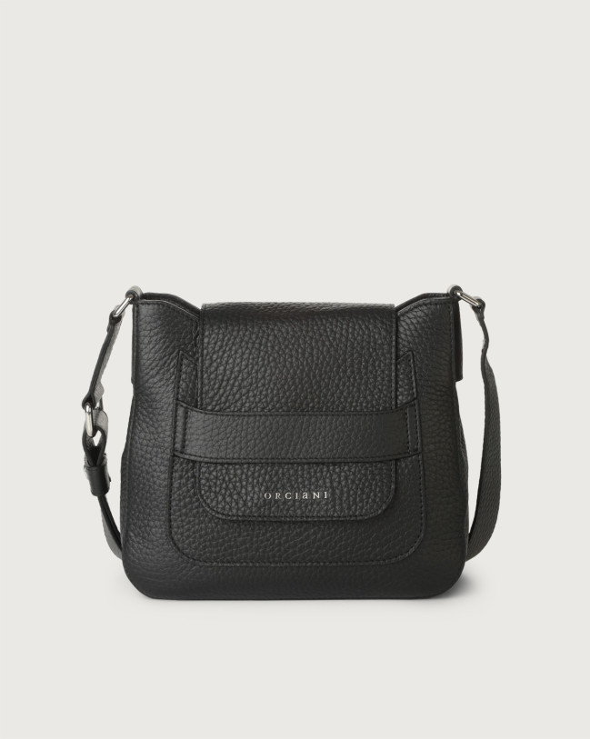 Orciani Borsa Dama Soft Midi in pelle con tracolla Pelle martellata NERO