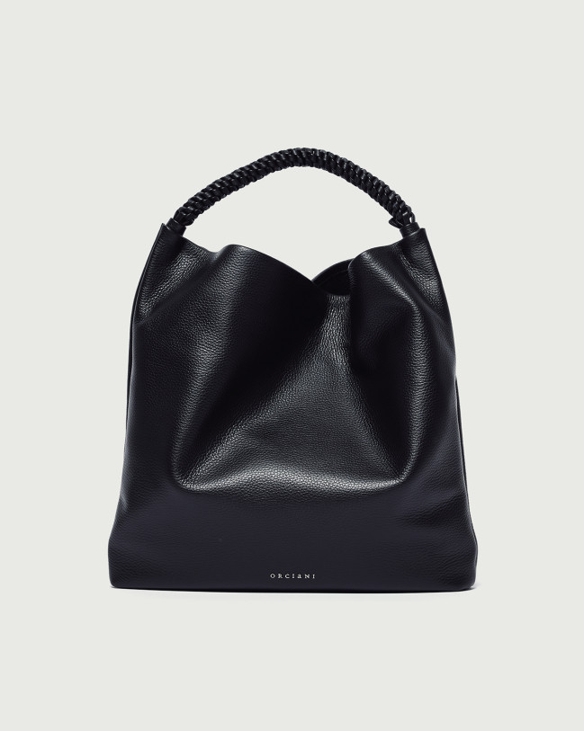 Orciani Borsa Todo Sense Scooby a spalla in pelle martellata Pelle NERO