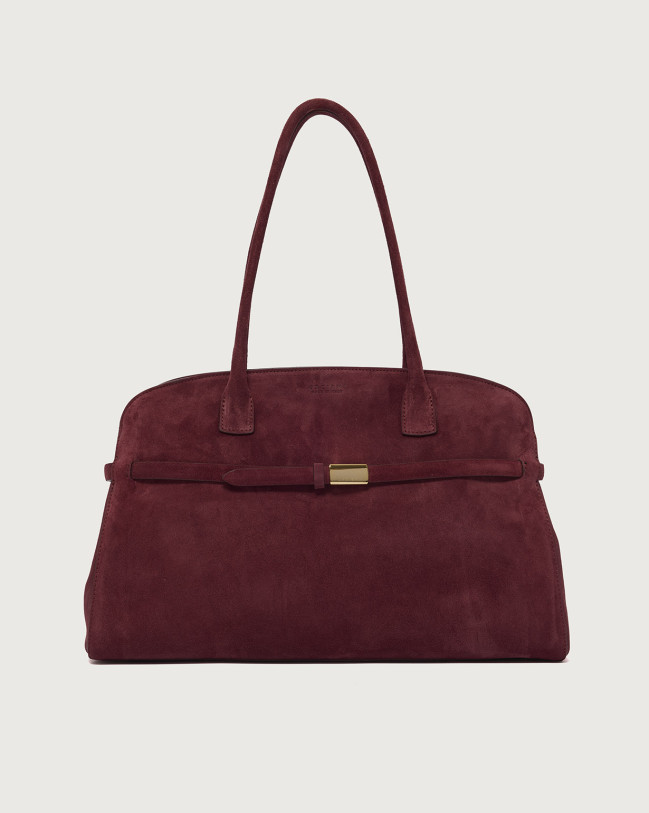 Orciani Borsa Aura Peach Large a spalla in suede con tracolla Pelle scamosciata CHIANTI