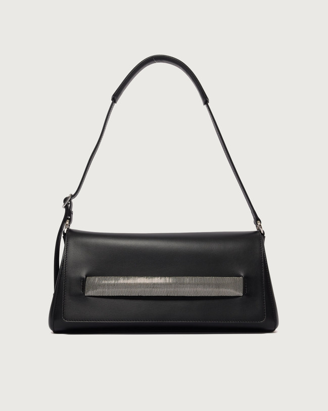 Orciani Borsa Gossip Longuette Alba Chain a spalla in pelle Pelle liscia NERO