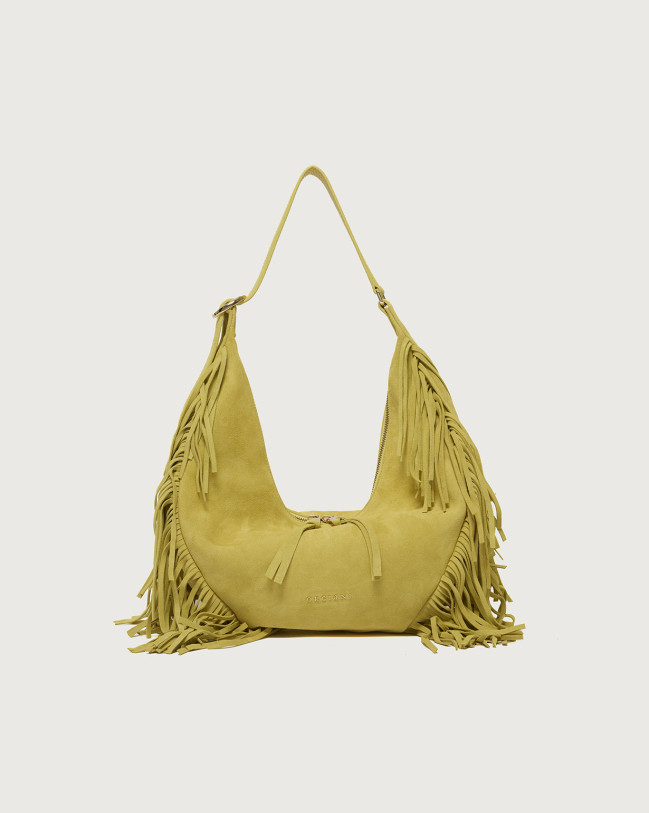 Borsa Isola Peach Fringe Small a spalla in suede