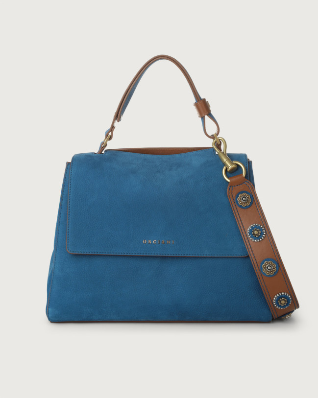 Orciani Borsa Sveva Media Nabucco Tan in nubuck a spalla con tracolla colore ELETTRICO